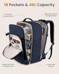 LOVEVOOK 40L Large Travel Backpack for Women Men, 17 Inch Carry on Backpack for Traveling on Airplane, Personal Item Travel Bag Airline Approved, Business Causal Weekender Backpack, Blue-Black