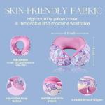 SKYTRAX® Certified Kids Safe Memory Foam Travel Neck Pillows for Kids and Toddlers, Cute Cartoon Design, Car Seat & Airplane Head Neck Support, Adjustable Snap Buttons, Washable Soft Cover (Unicorn)