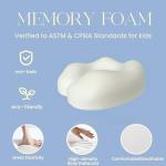 SKYTRAX® Certified Kids Safe Memory Foam Travel Neck Pillows for Kids and Toddlers, Cute Cartoon Design, Car Seat & Airplane Head Neck Support, Adjustable Snap Buttons, Washable Soft Cover (Unicorn)