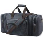 EKOROMIER Canvas Expandable Duffle Bag for Men Traveling, Luggage Travel Bag Weekender Overnight Bag,Mens Gym Carry on Duffel Bags（Dark Grey）