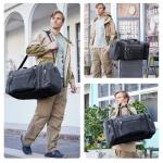 EKOROMIER Canvas Expandable Duffle Bag for Men Traveling, Luggage Travel Bag Weekender Overnight Bag,Mens Gym Carry on Duffel Bags（Dark Grey）