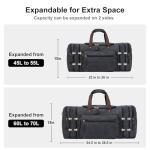 EKOROMIER Canvas Expandable Duffle Bag for Men Traveling, Luggage Travel Bag Weekender Overnight Bag,Mens Gym Carry on Duffel Bags（Dark Grey）