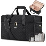 Weekender Travel Duffle Bag for Women: Overnight Bags with Shoe Compartment Carry on Bags for Airplanes with Toiletry Bag Weekend Yoga Gym Bag with Wet Pocket Black