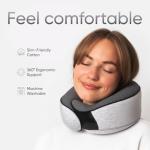 Proglobe Travel Neck Pillows for Airplanes, Sleeping Essentials for Long haul Flights, 360° Head Support, Car and Airplane Kit with 3D Contoured Eye Mask, Earplugs and Luxury Mesh Bag (Adult, Grey)