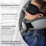 Proglobe Travel Neck Pillows for Airplanes, Sleeping Essentials for Long haul Flights, 360° Head Support, Car and Airplane Kit with 3D Contoured Eye Mask, Earplugs and Luxury Mesh Bag (Adult, Grey)
