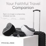 Proglobe Travel Neck Pillows for Airplanes, Sleeping Essentials for Long haul Flights, 360° Head Support, Car and Airplane Kit with 3D Contoured Eye Mask, Earplugs and Luxury Mesh Bag (Adult, Grey)