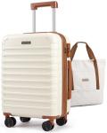LIGHT FLIGHT Luggage Sets, Carry On Luggage 22x14x9 Airline Approved, Carry On Travel Bag Suitcases with Wheels, Expandable Hardside Lightweight Rolling with TSA Lock 2-Piece Set (DB/20),Beige