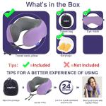 napfun Neck Pillow for Traveling, Upgraded Travel Neck Pillow for Airplane 100% Pure Memory Foam Travel Pillow for Flight Headrest Sleep, Portable Plane Accessories, Light Purple Striped Kit