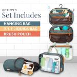 Toiletry Bag Kit Set: Hanging Travel Toiletry Bag + 311 TSA Cosmetic Liquid Bag + Ultralight Accessory Organizer Pouch (Green)