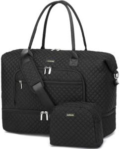 CLOKARS Duffle Bag for Women Travel, Large Carry on Bags Weekender Overnight Tote Bag with Shoe Compartment for Airplanes Gym Hospital, Gifts for Women, Black