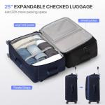 Yunlaiji Checked Luggage, Softside Suitcases with Spinner Wheels, Lightweight Checked-Suitcase with TSA Lock for Women and Men, Large Luggage for Travel Business Trip (Blue, 25-Inch)