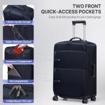 Yunlaiji Checked Luggage, Softside Suitcases with Spinner Wheels, Lightweight Checked-Suitcase with TSA Lock for Women and Men, Large Luggage for Travel Business Trip (Blue, 25-Inch)