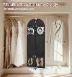 MISSLO 60" Dress Bags for Gowns Long with 4 Large Pockets Garment Bags for Travel for Women Heavy Duty Wedding Dress Bag for Hanging Clothes Garment Covers, Black