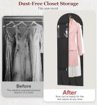 MISSLO 60" Dress Bags for Gowns Long with 4 Large Pockets Garment Bags for Travel for Women Heavy Duty Wedding Dress Bag for Hanging Clothes Garment Covers, Black