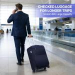 Yunlaiji Checked Luggage, Softside Suitcases with Spinner Wheels, Lightweight Checked-Suitcase with TSA Lock for Women and Men, Large Luggage for Travel Business Trip (Blue, 25-Inch)