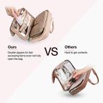 BAGSMART Toiletry Bag Hanging Travel Makeup Organizer with TSA Approved Transparent Cosmetic Bag Makeup Bag for Full Sized Toiletries, Medium-Pink