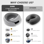 4litamz Travel Neck Pillows, 100% Memory Foam Filling, Travel Pillows for Airplanes, Compact and Ergonomic Design, Best for Sleeping Plane Train Travel Essentials (Light Grey)