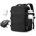 Vacuum Travel Backpack with Pump Women,Personal Item Carry on Backpacks Flight Approved 18x14x8 inches Men,Laptop Waterproof Work Compression bags Casual Daypack Mochila de Viaje Compresion al Black