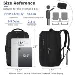 MATEIN Extra Large 45L Travel Laptop Backpack, Airline Approved Carry on Backpack with USB Port & Shoe Compartment, Water Resistant Luggage College Overnight Weekender Travel Bag Fit 18" Laptop, Black