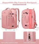Travel Laptop Backpack for Women, 50L Expandable Extra Large Backpack,Carry On Backpack, Water Resistant Big Bag Anti-Theft Business Daypack Fits 17 Inch Laptop with USB Port, Pink