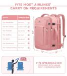 Travel Laptop Backpack for Women, 50L Expandable Extra Large Backpack,Carry On Backpack, Water Resistant Big Bag Anti-Theft Business Daypack Fits 17 Inch Laptop with USB Port, Pink