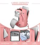 Travel Laptop Backpack for Women, 50L Expandable Extra Large Backpack,Carry On Backpack, Water Resistant Big Bag Anti-Theft Business Daypack Fits 17 Inch Laptop with USB Port, Pink