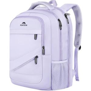 MATEIN Extra Large Laptop Backpack for Women, 50 L TSA Carry On with Multiple Organized Pockets, Anti Theft Water Resistant Travel Laptop Backpack Fits 18.4 In Computer, Light Purple