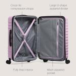 U.S. Traveler Boren Polycarbonate Hardside Rugged Travel Suitcase Luggage with 8 Spinner Wheels, Aluminum Handle, Lavender, Carry-on 22-Inch, USB Port
