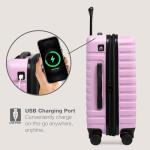 U.S. Traveler Boren Polycarbonate Hardside Rugged Travel Suitcase Luggage with 8 Spinner Wheels, Aluminum Handle, Lavender, Carry-on 22-Inch, USB Port