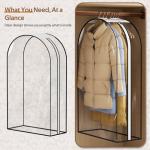 MISSLO 10" Gusseted All Clear Garment Bags for Hanging Clothes 40" Suit Bags for Closet Storage Hanging Clothes Storage Suit Cover for Shirts, Coats, Dresses, 3 Packs
