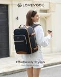 LOVEVOOK 50L Large Travel Backpack for Women Men Fits 17 Inch Laptop, Carry on Backpack for Traveling on Airplane, Personal Item Bag Airline Approved, Business Causal Weekender Backpack, Black-Brown