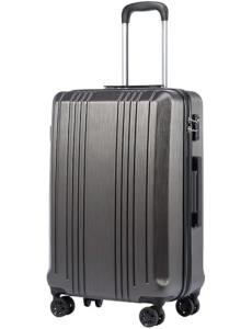 Coolife Luggage Suitcase PC+ABS with TSA Lock Spinner Carry on Hardshell Lightweight 20in 24in 28in (grey, S(20in))