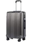 Coolife Luggage Suitcase PC+ABS with TSA Lock Spinner Carry on Hardshell Lightweight 20in 24in 28in (grey, S(20in))