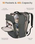 LOVEVOOK 40L Large Travel Backpack for Women Men, 17 Inch Carry on Backpack for Traveling on Airplane, Personal Item Travel Bag Airline Approved, Business Causal Weekender Backpack, Grey Green-Black