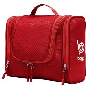 Bago Travel Toiletry Bag for Women and Men - Large Waterproof Hanging Large Toiletry Bag for Bathroom and Travel Bag for Toiletries Organizer - Makeup Bag (Red)