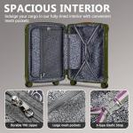 Joyway 20in Carry On Luggage with Cup Holder and USB Port, 25% Expandable Capacity, Smart Suitcase with Anti Slip Wheels and Handbag, Perfect for Men and Women 3 Piece Set DarkGreen