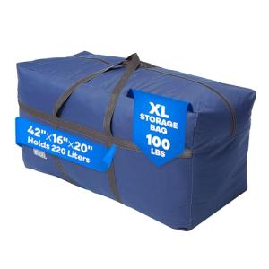 Blue Large Duffel Bag for Traveling - Heavy-Duty 600D Polyester, Waterproof with Reinforced Handles, Holds 100 lbs - Premium Quality Duffle Bag Perfect for Travel & Storage - 42" x 16" x 20" Inches