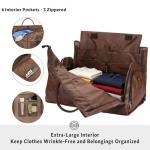 STOVER Garment Travel Duffle Bag, Large 2-in-1 Convertible Carry-on Luggage for Men & Women- Hanging Suits, Dresses & Clothes + Shoe Compartment- Weekender Tote Combo Duffel (Brown Leatherette)