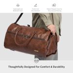 STOVER Garment Travel Duffle Bag, Large 2-in-1 Convertible Carry-on Luggage for Men & Women- Hanging Suits, Dresses & Clothes + Shoe Compartment- Weekender Tote Combo Duffel (Brown Leatherette)