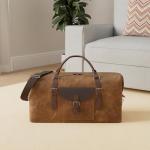 Oversized Travel Duffel Bag Waterproof Canvas Genuine Leather Weekend bag Weekender Overnight Carryon Hand Bag Brown