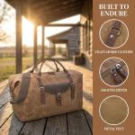 Oversized Travel Duffel Bag Waterproof Canvas Genuine Leather Weekend bag Weekender Overnight Carryon Hand Bag Brown