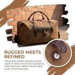Oversized Travel Duffel Bag Waterproof Canvas Genuine Leather Weekend bag Weekender Overnight Carryon Hand Bag Brown