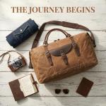 Oversized Travel Duffel Bag Waterproof Canvas Genuine Leather Weekend bag Weekender Overnight Carryon Hand Bag Brown