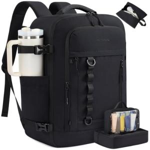 LOVEVOOK 40L Travel Backpack for Men Women, Waterproof Carry On Backpack for Work & Travel, Flight Approved Personal Item with 3 Packing Cubes, TSA Bag Fits 17.3" Laptop,Black