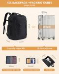 LOVEVOOK 40L Travel Backpack for Men Women, Waterproof Carry On Backpack for Work & Travel, Flight Approved Personal Item with 3 Packing Cubes, TSA Bag Fits 17.3" Laptop,Black