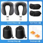 ExploreBliss Travel Pillow, 2 Pack Travel Pillows for Sleeping Airplane, Removable Cover Neck Pillow with Adjustable Clasp, Memory Foam Neck Pillow Set (Dark Grey*2)