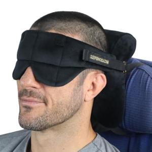 Sleeper Hold Travel Pillow - Real Sleeping Experience on Long Flights - Head Strap with Eye Mask - Super-Soft, Lightweight, Easy-to-Carry, and Machine-Washable Airplane Pillow