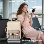 Taygeer Personal Item Travel Bag, Underseat 40L Spirit Airlines Personal Item Bag 18x14x8 with Makeup Compartment, 18x14x8 Inches Carry on Backpack for Women Fits Spirit Frontier Allegiant, Beige
