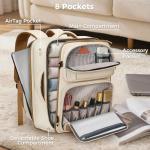 Taygeer Personal Item Travel Bag, Underseat 40L Spirit Airlines Personal Item Bag 18x14x8 with Makeup Compartment, 18x14x8 Inches Carry on Backpack for Women Fits Spirit Frontier Allegiant, Beige