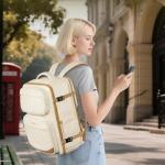 Taygeer Personal Item Travel Bag, Underseat 40L Spirit Airlines Personal Item Bag 18x14x8 with Makeup Compartment, 18x14x8 Inches Carry on Backpack for Women Fits Spirit Frontier Allegiant, Beige